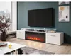 RTV-kast ROVA met elektrische haard, 190x37x48 cm, wit/wit Productafbeelding-voorbeeld 2