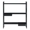 A black metal shelving unit with three shelves and two drawers. Produktbild-Vorschau