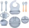 8-teiliges Babybesteckset, Silikon rutschfest mit Saugnapf, Produktbild-Vorschau 1