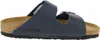 A side view of a single blue Birkenstock sandal. Produktbild-Vorschau