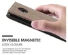 A hand holding a brown phone case with a magnetic closure. Náhľad obrázku produktu