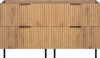 A front view of a wooden vanity cabinet with two drawers and black legs. Anteprima dell’immagine prodotto