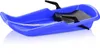 A blue plastic sled with a black seat and black handles, isolated on a white background. Anteprima dell’immagine prodotto