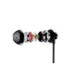 An exploded view of a black earbud showing its internal components. Podgląd zdjęcia produktu