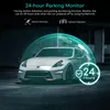 A white sports car is parked in a dark, possibly underground, parking garage. A glowing blue dome surrounds the car, symbolizing protection and monitoring. Produktbild-Vorschau