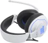 A white and blue gaming headset with a microphone. Produktbild-Vorschau