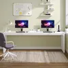 A home office setup with a long white desk, two computer monitors, and a chair. Anteprima dell’immagine prodotto