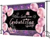 Natooz Birthday Backdrop, Rosa Banner in Deutsch 210x150cm Produktbild-Vorschau 1