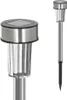 A close-up and a full view of a solar-powered garden stake light. Produktbild-Vorschau