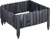 A dark gray wooden garden border fence is shown against a white background. Voir les images du produit