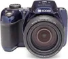 A front-facing shot of a dark blue digital camera. Produktbild-Vorschau
