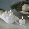LED Teelichter - 4 wiederaufladbare LED Teelichter mit Ladestation - D- 4cm - flackernd - weiss Produktbild-Vorschau
