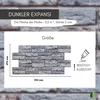 A diagram showing the dimensions and features of a wall panel product, with text overlays providing product details. Produktbild-Vorschau