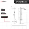 A diagram of a shower set with dimensions and product details. Produktbild-Vorschau