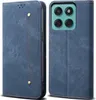 A blue flip-style phone case for a Motorola Edge 60 is shown, with the phone inserted into the case on the right side of the image, and the case closed on the left. Anteprima dell’immagine prodotto