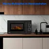 A black microwave oven is shown on a countertop in a kitchen setting, with wooden cabinets above. Produktbild-Vorschau