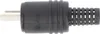 A close-up, isolated shot of a black speaker plug with silver prongs. Produktbild-Vorschau