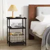 IBUYKE Beistelltisch 3 Ebenen Schwarz Industrie-Design Produktbild-Vorschau 5