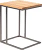 A side view of a modern side table with a wooden top and a metal frame. Produktbild-Vorschau