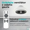 A ceiling fan and a remote control are displayed with text promoting the product. Náhled obrázku produktu