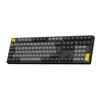 A black and gray keyboard with yellow accents on a white background. Produktbild-Vorschau