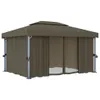 vidaXL Paviljoen met gordijnen en LED-lichtketting, 4x3 Productafbeelding-voorbeeld 5