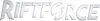 The image displays the text 'RIFTFORCE' in a metallic, distressed font against a white background. Produktbild-Vorschau