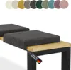 Two dark gray corduroy bench cushions on a wooden bench. Anteprima dell’immagine prodotto