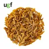 A pile of dried shrimp on a white background, with a logo in the top left corner. Produktbild-Vorschau