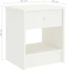 vidaXL Nočný stolík biely 35x30x40 cm z masívneho Náhľad obrázku produktu 5