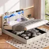 ProximaX  Stauraumbett 160x200 cm Beige Leinen mit Produktbild-Vorschau 4