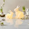 2er Set LED Hasen Porzellan Weiß Blumenwiese Tischdeko Produktbild-Vorschau 3