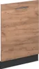 A close-up studio shot of a kitchen cabinet door with a wood grain finish and a black base. Voir les images du produit