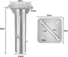A diagram of a metal table leg with dimensions and a separate view of the mounting plate. Produktbild-Vorschau