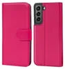 A pink flip case for a Samsung Galaxy S21 phone is shown from the front and side. Produktbild-Vorschau