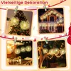Collage of four images showing decorative LED light spheres used for Christmas and outdoor decoration. Voir les images du produit