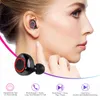 A woman's profile with a wireless earbud in her ear and another earbud in the foreground, with feature descriptions below. Náhled obrázku produktu