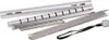 A disassembled portable grill grate made of aluminum and stainless steel, laid out on a white background. Produktbild-Vorschau