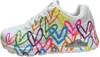 A white sneaker with colorful heart graffiti. Produktbild-Vorschau