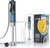 A blue and silver Arendo hand blender with a measuring cup and its packaging are displayed against a white background. Náhľad obrázku produktu