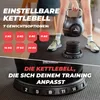 A person is holding an adjustable kettlebell with weight options displayed. Produktbild-Vorschau