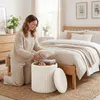 Pouf contenitore HOMCOM con coperchio reversibile, bianco Anteprima dell’immagine prodotto 6