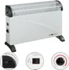 A white Clatronic oil-filled radiator with black accents, displayed with inset close-ups of its controls and features. Náhled obrázku produktu