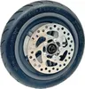 A close-up view of a scooter wheel with a disc brake. Produktbild-Vorschau