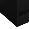A close-up, angled view of the bottom corner of a black filing cabinet. Voir les images du produit