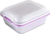 A white and purple food storage container with a clear lid. Produktbild-Vorschau