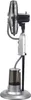 A side view of a silver and black misting fan. Voir les images du produit