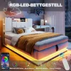 Letto imbottito 90 x 200 cm con illuminazione LED, porta Anteprima dell’immagine prodotto 5