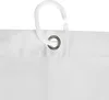 Close-up of a white shower curtain with a plastic shower curtain hook attached to a metal grommet. Podgląd zdjęcia produktu