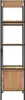 A tall, narrow bookshelf with a cabinet at the bottom, shown against a white background. Produktbild-Vorschau